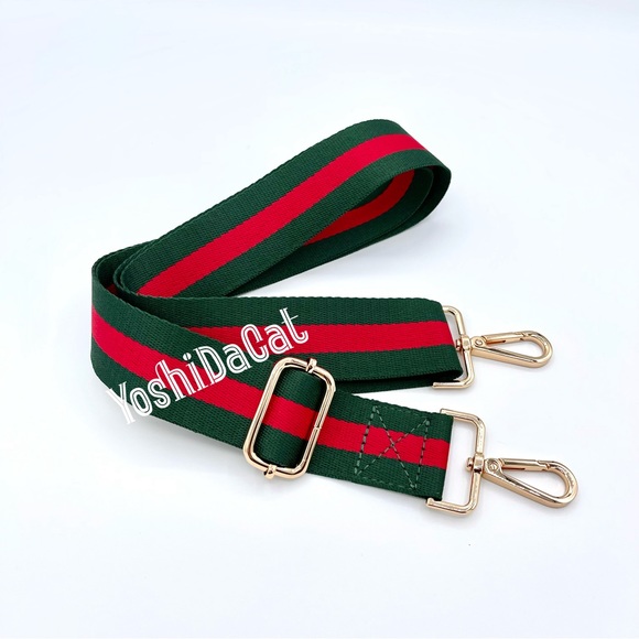 🆕 Red/Green Guitar Style Web Canvas Purse Bag Handbag Strap Adjustable, New - Picture 3 of 3